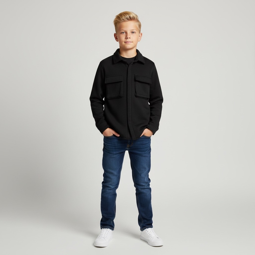 Boys Amnesia Black Button Down Thick Sweater size M (10-12) Bin X
